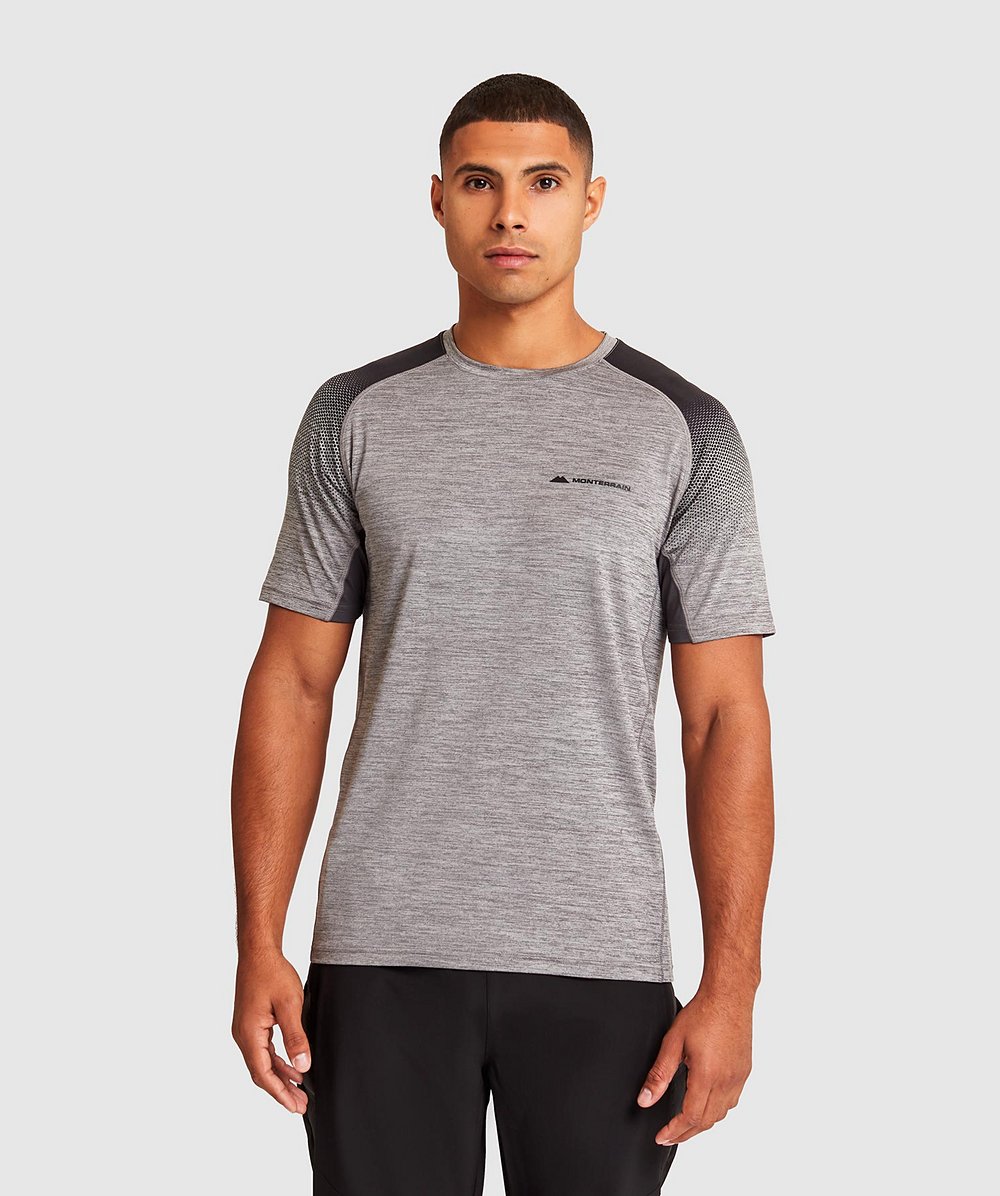 Antero Gradient Sleeve Poly T-Shirt | Grey Heather | Monterrain
