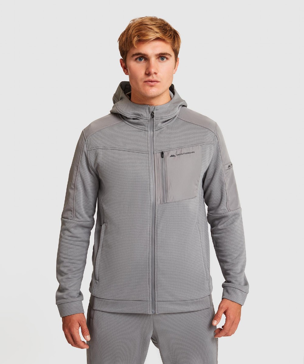 Elmore Grid Zip Thru Hoodie | Grey | Monterrain