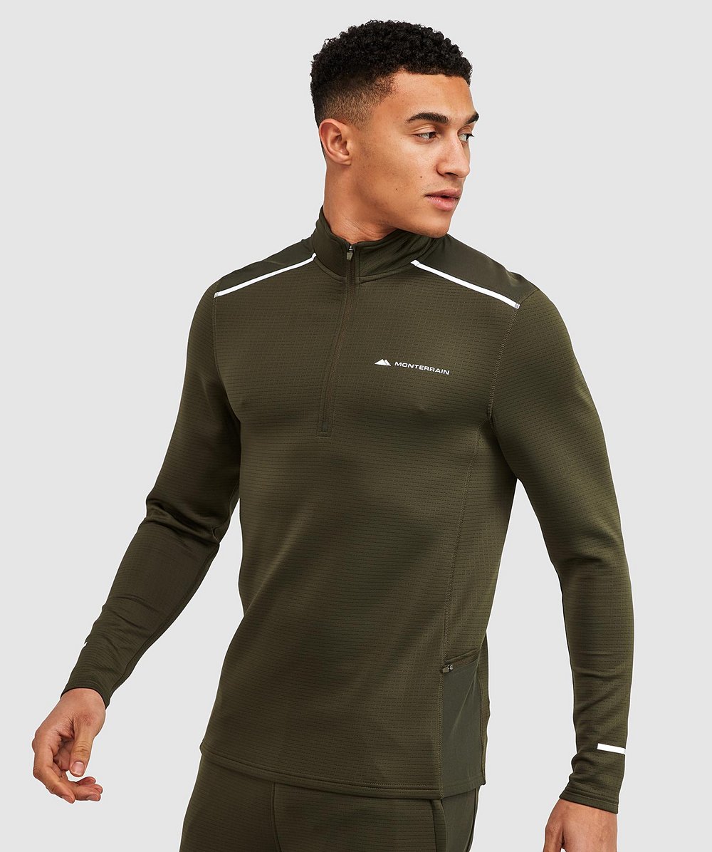 Vinson Quarter Zip Long Sleeve T-Shirt | Khaki | Monterrain