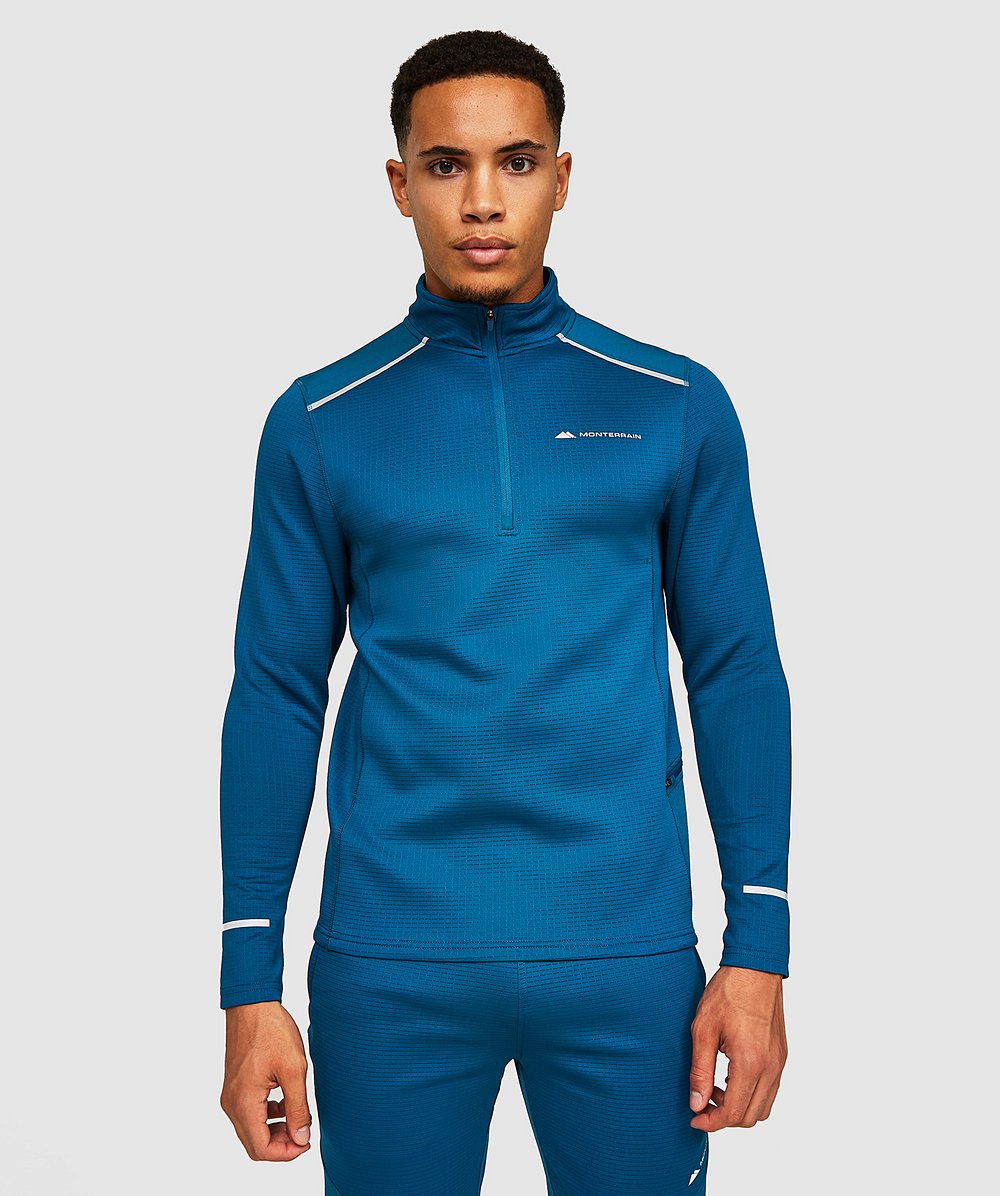 Vinson Quarter Zip Long Sleeve T-Shirt | Moroccan Blue | Monterrain