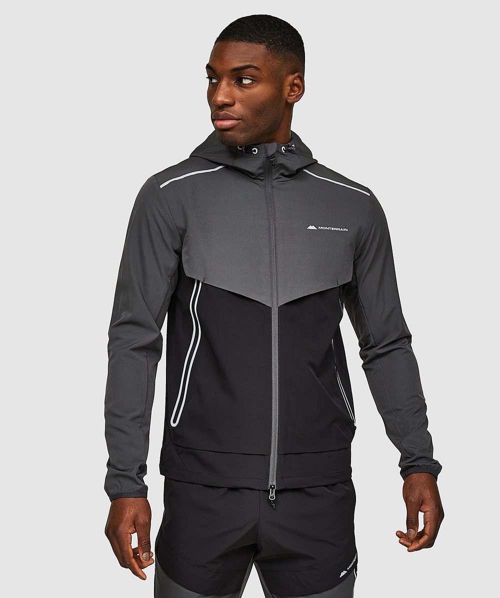 Refraction Woven Running Jacket Asphalt Black Monterrain