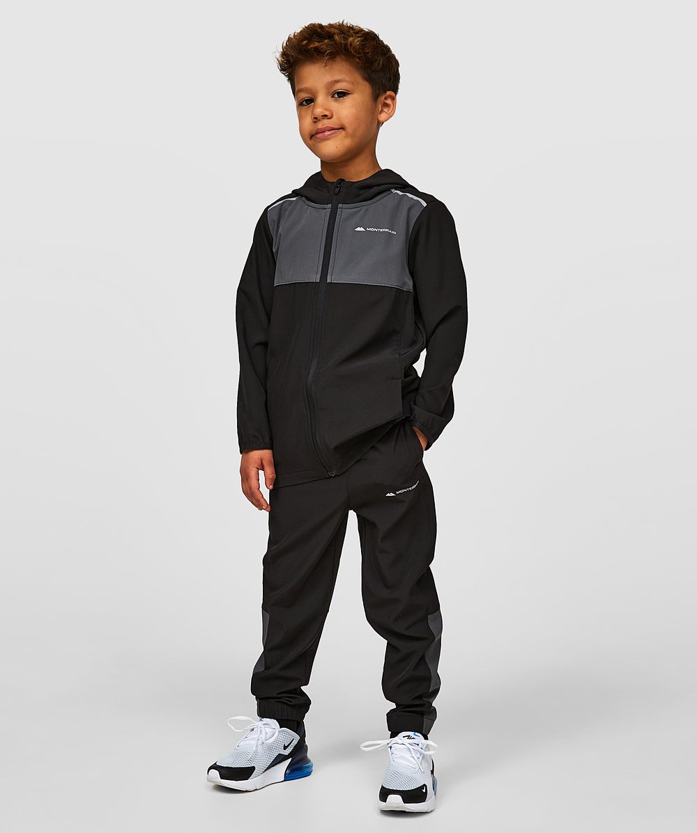 Nursery Form Colourblock Full Zip Woven Tracksuit | Jet Black | Monterrain