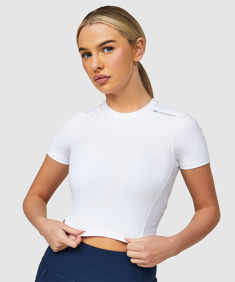 Womens Altitude Cropped T-Shirt | White | Monterrain