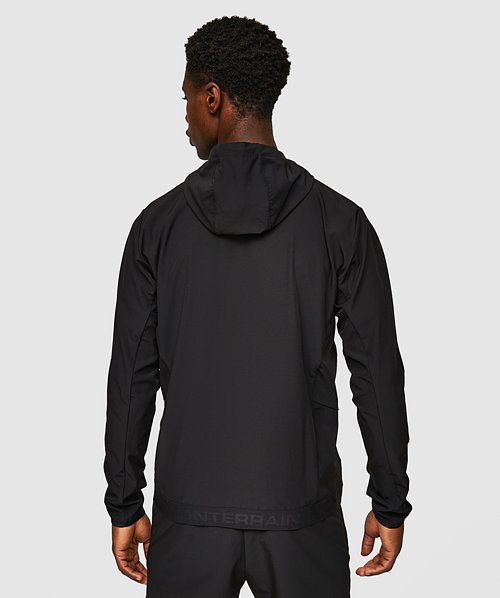 Men's essential hooded running hotsell jacket black